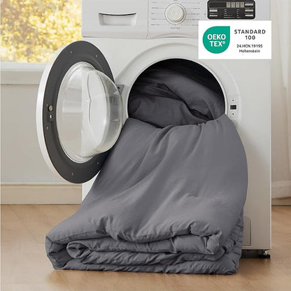 Bedsure Super King Comforter Set, Dark Grey Soft Prewashed Bedding for All Seasons, 3 Pieces GentleSoft™ Bed Set, 1 Lightweight Comforter (120"x120") and 2 Pillowcases (20"x36")