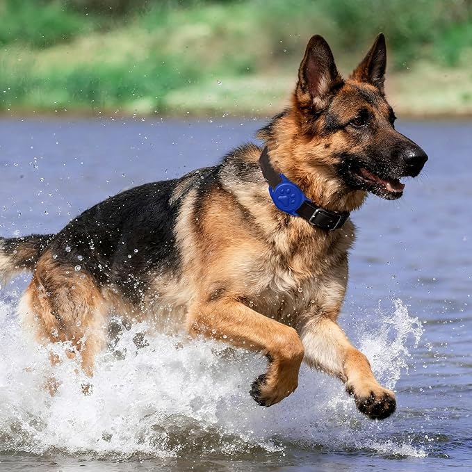 IP68 Waterproof Dog AirTag Holder for Dog Collar, Soft, Stretchy Silicone | Full-Body Protection, Easy Tool-Free Installation, Quiet, No-Dangle Fit, Lightweight, Fits Dog & Cat Collars of All Widths