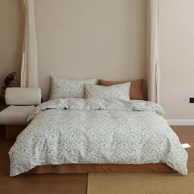 Floral Comforter Sets Queen Size Bed Down Alternative Boho Bedding Set 100 Cotton All Season Puffy Girl Bedding Comforter Sets Coquette Lightweight Fluffy Cozy Bed Comforter with 2 Pillowcases