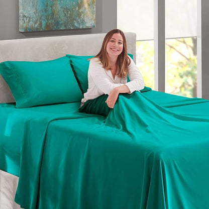 Nestl Twin Size Sheet Set, 4 Piece Extra Deep Pocket (18-24 inches), Microfiber, Hotel Luxury, Soft, Breathable, Wrinkle-Free, Easy to Care, Teal