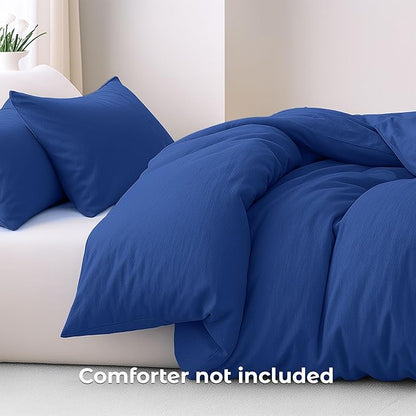 Pure Bedding Duvet Cover Queen Size - 3 Pieces Extra Soft Bedding Set, Includes 1 Duvet Cover 90x90 Inches with Zipper Closure & 2 Pillow Shams, Comforter Not Included, Navy