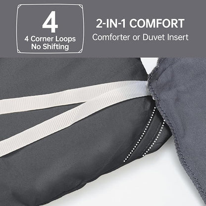MUXHOMO Queen Comforter Set, All Season Ultra Soft Down Alternative Bedding - 3 Piece Lightweight Bed Set Includes 1 Comforter (90"x90") and 2 Pillow Shams (20"x26"), Dark Grey