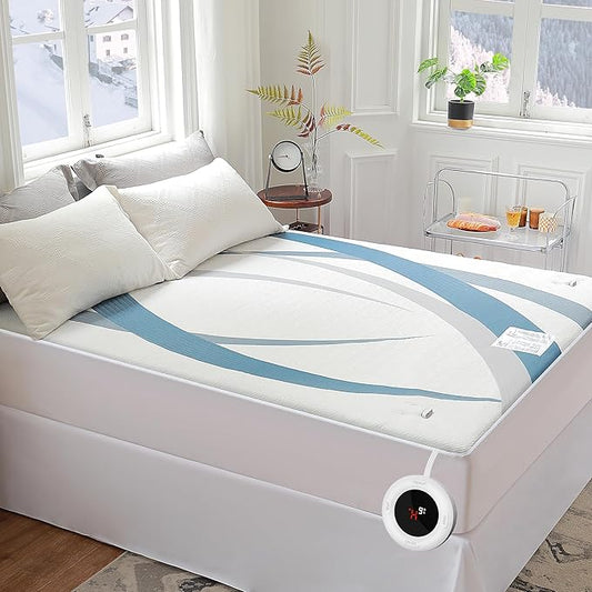 Gotcozy Heated Mattress Pad Twin Size - Electric Mattress Pad Fit up to 15‘’ with 10 Heat Setting & 10 Hour Auto Off ETL Certified Machine Washable(Blue)