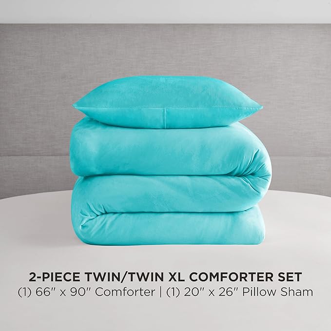 Juicy Couture Blue Crush Velour Twin/Twin XL Comforter Set - 2 Piece Luxury Bedding Ensemble