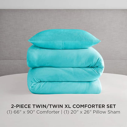 Juicy Couture Blue Crush Velour Twin/Twin XL Comforter Set - 2 Piece Luxury Bedding Ensemble