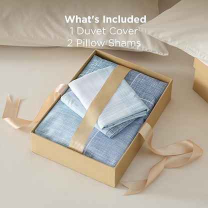 Bedsure Duvet Cover Queen Size - Gingham Reversible Buffalo Plaid Duvet Cover Set with Zipper Closure, 3 Pieces Blue Bedding Set with 8 Corner Ties and 2 Pillow Shams 20"x26"
