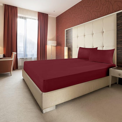 Utopia Bedding Twin XL Fitted Sheets - Bulk Pack of 2 Bottom Sheets - Soft Brushed Microfiber - Deep Pockets - Shrinkage & Fade Resistant - Easy Care (Twin XL, Burgundy)