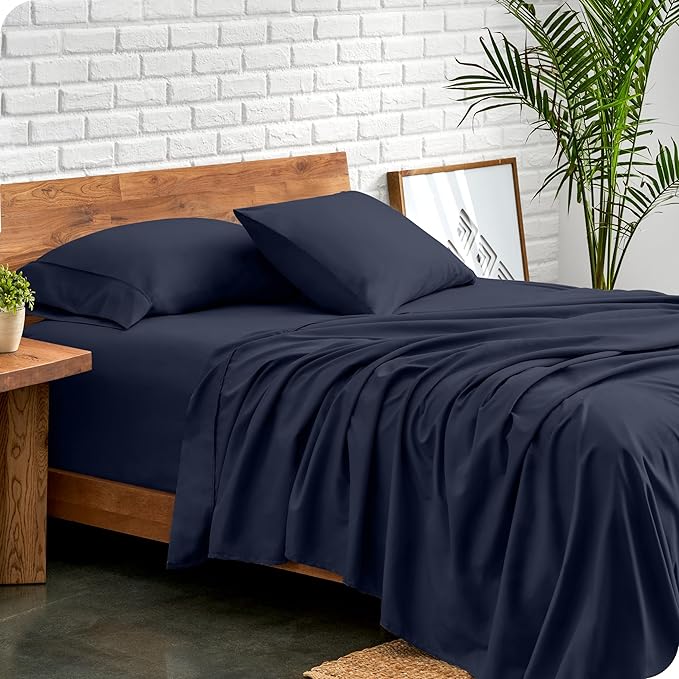 Bare Home Twin Sheet Set - 1800 Ultra-Soft Microfiber Twin Bed Sheets - Double Brushed - Deep Pockets - Easy Fit - 3 Piece Set - Bedding Sheets & Pillowcases (Twin, Midnight Blue)