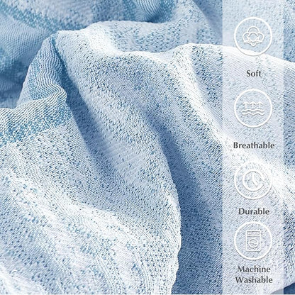 Geniospin Light Blue Twin Comforter Set for Girls- 5 Pieces Bowknot Jacquard Bed in A Bag Twin Bedding Sets with Sheets, Pillowcases & Shams, All Season Kids Comforter Set