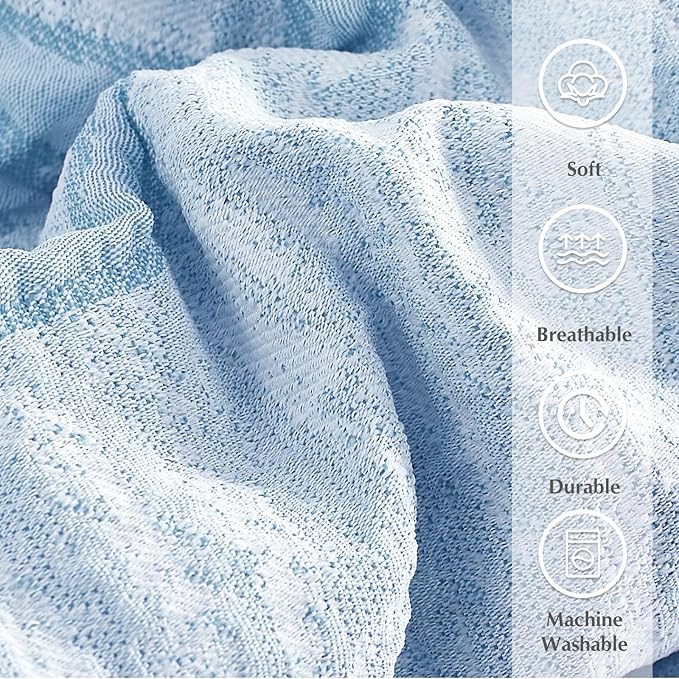 Geniospin Light Blue Queen Comforter Set for Girls- 7 Pieces Bowknot Jacquard Bed in A Bag Queen Bedding Sets with Sheets, Pillowcases & Shams, All Season Kids Comforter Set
