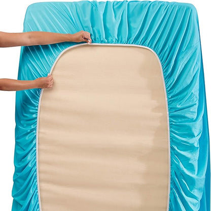Hearth & Harbor Extra Deep Pocket Sheets - Fits Mattress 18-24 Inches Deep - Extra Deep Pocket Full Size Sets - 6 Piece Full Size - Full - Beach Blue