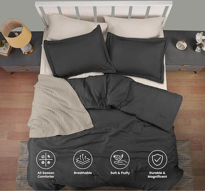 Queen Comforter Set 3 Piece Grey by Utopia Bedding, Comforters Queen Size, Bedding Comforters Sets, Down Alternative Soft Bed Set, 1 Comforter (88 x 88 inches) 2 Pillow Shams (20 x 26 inches)