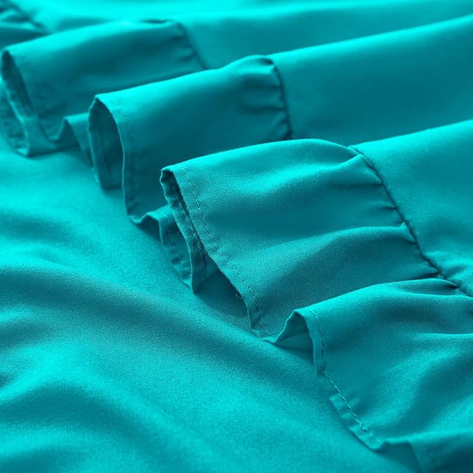 KKJIAF Ruffle Pillow Cases King Size Set of 2, Ruffled Pillow Covers with Envelope Closure, Wrinkle Resistant Ruffled Pillow Shams 20" x 36", Teal