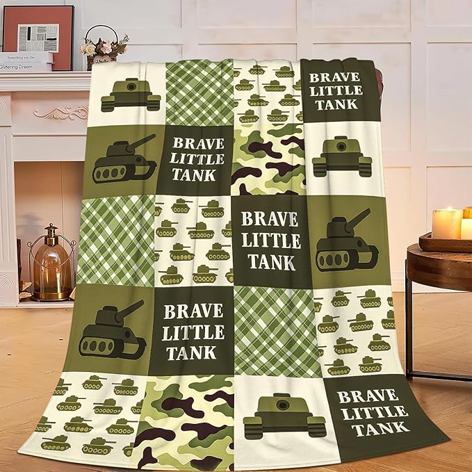 Tank Blanket Super Soft Warm Fluffy Fleece Flannel Military Camouflage Throw Blanket Cozy Fuzzy Plush Stuff Bedding Blankets Gifts for Teens Boys Kids Women Girls Adults 50"X40"
