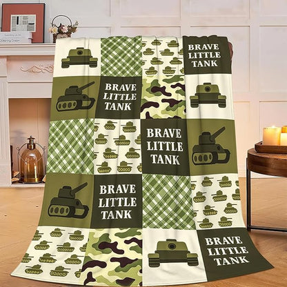 Tank Blanket Super Soft Warm Fluffy Fleece Flannel Military Camouflage Throw Blanket Cozy Fuzzy Plush Stuff Bedding Blankets Gifts for Teens Boys Kids Women Girls Adults 50"X40"