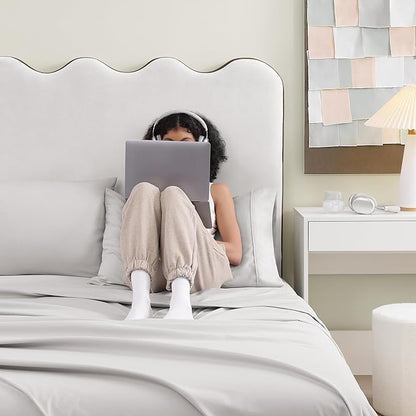 UGG Hedi Full XL Sheet Set 4-Piece Luxury Cooling Sheets Deep Pockets Premium Bedding with 2 Pillow Shams Hypoallergenic Machine Washable Soft Lightweight Bed Set for Bedroom, Full XL, Stone Grey