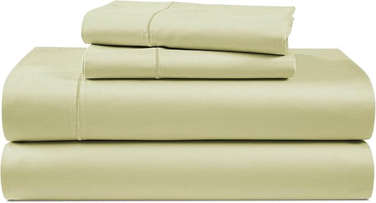 100% Egyptian Cotton Queen Bed Sheet Set – 4 Piece Queen Sheets Set, Breathable & Fade Resistant, Silky Sateen Weave for Winter Comfort, Ultra-Soft Hotel Luxury Bedding with 15" Deep Pocket - Seafoam