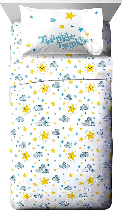 Jay Franco CoComelon Little Star 7 Piece Full Size Bed Set - Includes Comforter & Sheet Set - Bedding Features JJ, YoYo, & Tomtom - Super Soft Fade Resistant Microfiber (Official CoComelon Product)
