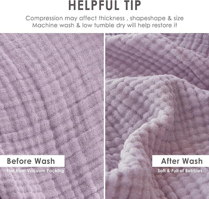 EMME Cotton Muslin Twin Blanket Breathable Gauze Soft Lightweight Adults Gifts for Women (Heather Lavender, 60"x80")