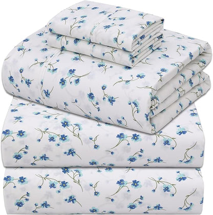 ZOYER 100% Cotton Sheets – Split King Size Percale Bedding, Cooling & Breathable, Durable with a Crisp, Soft & Comfortable Feel, 16" Deep Pocket, 5-Piece Set, La Laa Flower