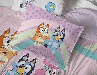 Jay Franco Kids Comforter Set Includes Sheets and Pillow Covers - Soft and Cozy Bed Set for Stylish Room Decor, Pink - Bluey 7 Piece Full Size Bedding
