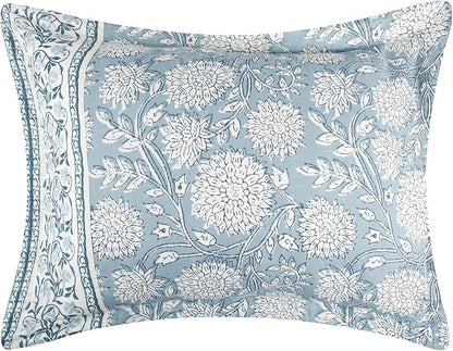 Levtex Home Adare Blue Reversible Full/Queen Comforter Set (90x94in) with 2 Pillowcases (26x20in) - Floral Bedding - Blue and White - 100% Cotton Full/Queen Size Comforter Set - Soft, Pre-Washed