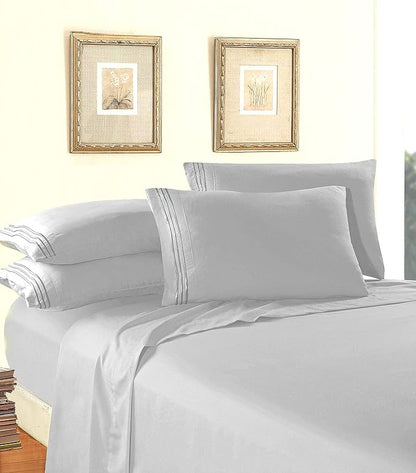 Elegant Comfort Luxury 1500 Premium Hotel Quality Microfiber 4-Piece Sheet Set - Wrinkle Resistant, All Around Elastic Fitted Sheet, Deep Pocket up to 16", Full, Silver Grey