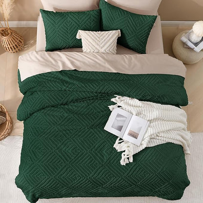 Andency Dark Emerald Green Oversized King Comforter 128''x120'', 3 Pieces Soft Boho Bedding Set & Collections, All Season Farmhouse Tufted Fluffy Bed Set (1 Comforter, 2 Pillowcases)