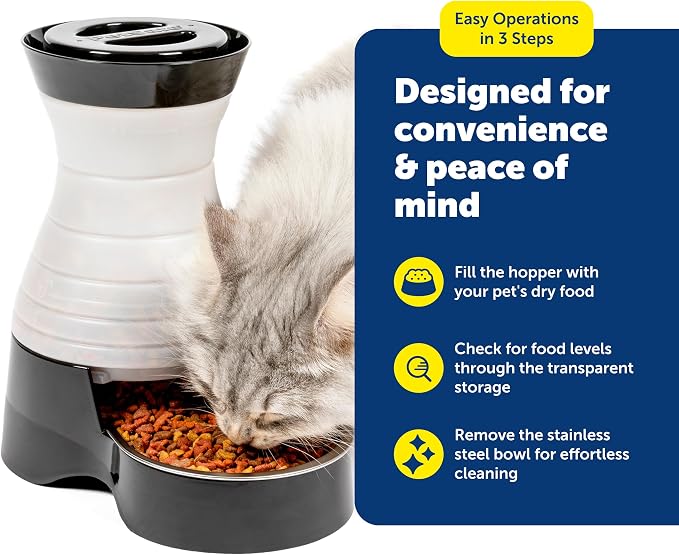 PetSafe Healthy Pet Food Station, Medium | Dry Food Dispenser, Removable Stainless Steel Bowl Is Dishwasher Safe, Space-Saving Design