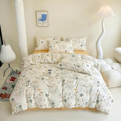 HighBuy Full Size Comforter Set Yellow Pink Floral Soft All-Season Bedding Comforter for Girls Teens Women Quilted Warm Fluffy Floral Comforter Set 3 Piece Bedding Set Lightweight,Breathable