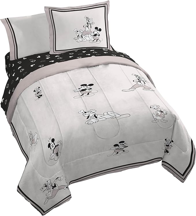 Jay Franco Kids Comforter Set Includes Sheets and Pillow Covers - Soft and Cozy Bed Set for Stylish Room Decor, Official Licensed Bedding, Beige - Mickey and Friends, 7 Piece King