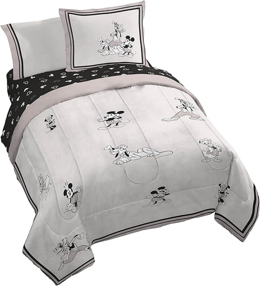 Jay Franco Kids Comforter Set Includes Sheets and Pillow Covers - Soft and Cozy Bed Set for Stylish Room Decor, Official Licensed Bedding, Beige - Mickey and Friends, 7 Piece King