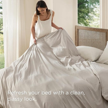 Bedsure Duvet Cover King Size Only - Prewashed Cotton-Like Polyester Extra Soft All Season Bedding, Includes 1 Duvet Cover 104x90 Inches with Zipper Closure, Linen, Comforter Not Included