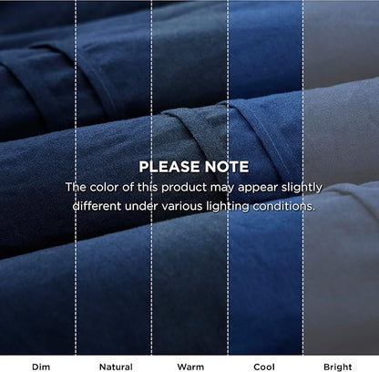 Bedsure Full Comforter Set with Sheet - 4 Pieces Soft Navy Blue Bedding, Grid Pinch Pleat, All Season Lightweight Fluffy Bed Set with Solid Boho Comforter, Pillowcases & Sheet