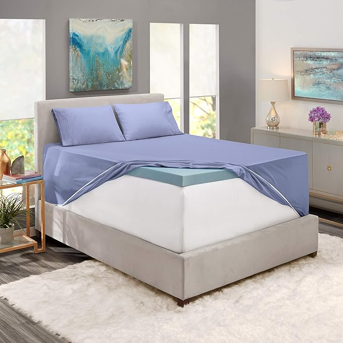Hearth & Harbor Extra Deep Pocket King Size Sets - Fits Mattress 18-24 Inches Deep - Extra Deep Pocket Sheets - 6 Piece King Size - Steel Blue