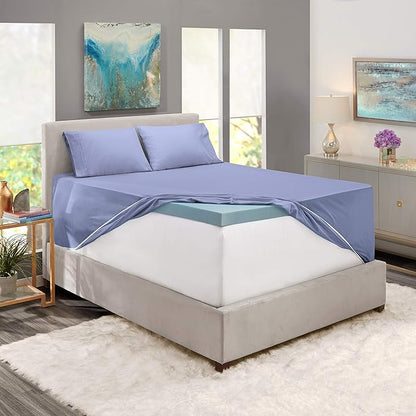 Hearth & Harbor Extra Deep Pocket King Size Sets - Fits Mattress 18-24 Inches Deep - Extra Deep Pocket Sheets - 6 Piece King Size - Steel Blue