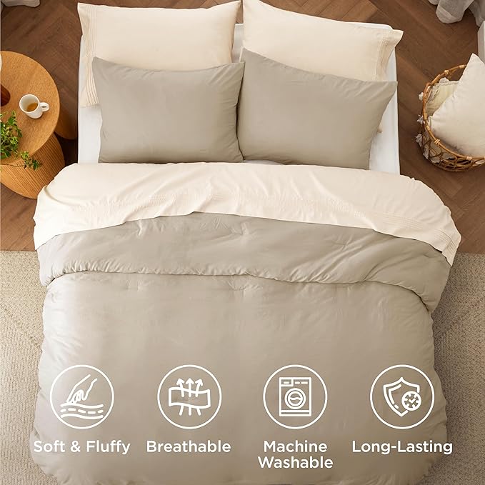 Bedsure California King Comforter Set, Sand Soft Prewashed Bedding for All Seasons, 3 Pieces GentleSoft™ Bed Set, 1 Lightweight Comforter (104"x96") and 2 Pillowcases (20"x36")