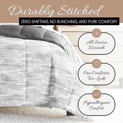 Linen Market Reversible Queen Size Comforter Set (3 Piece) - Soft and Lightweight Down Alternative Comforter Queen Set - This Includes Your Queen Comforter and 2 Pillow Shams