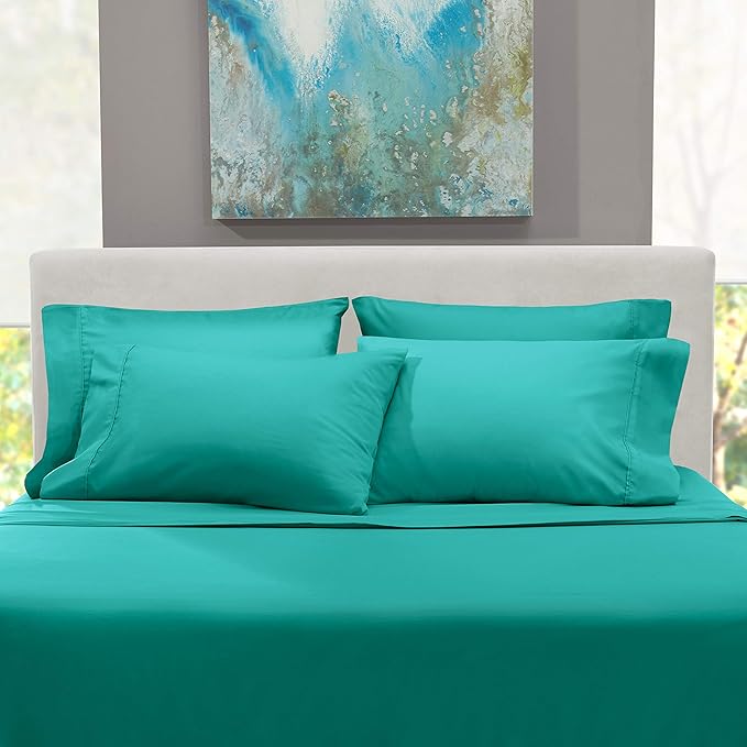 Hearth & Harbor Extra Deep Pocket Sheets - Fits Mattress 18-24 Inches Deep - Extra Deep Pocket California King Size - 6 Piece Cal King Sheets - Cal King, Teal