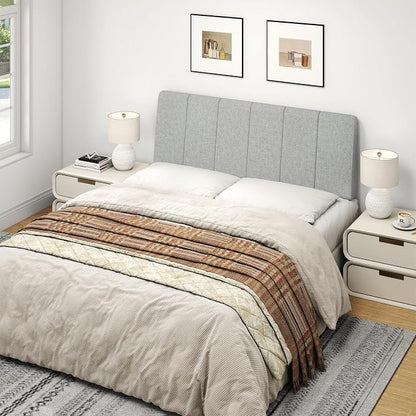 Full Size Headboard Only-No Assembly Required, Light Gray | Easy to use no assembly required, Linen fabric and extra-thick foam for added comfort, Modern style headboard full size
