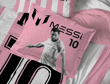 Jay Franco Kids Comforter Set Includes Sheets and Pillow Covers - Soft and Cozy Bed Set for Stylish Room Decor, Official Licensed Bedding, Pink - Messi, 5 Piece Twin