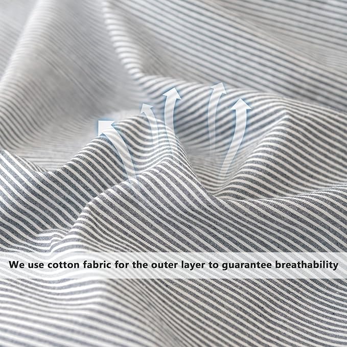 VM VOUGEMARKET Grey Stripes Comforter Set Twin XL Teen Boys Men Down Comforter with 2 Pillowcases,Modern Luxury Pinstriped Bedding Quilt Set 68"x90"