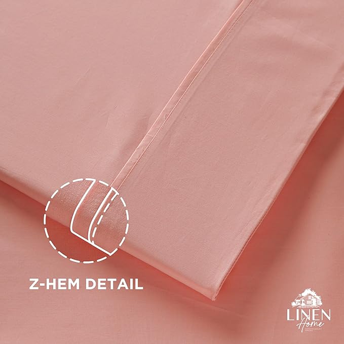 Linen Home 100% Cotton Percale Pillowcases Queen/Standard Size, English Rose, 2 Pieces of Pillow Case, Crisp and Cool Strong Bed Linen, 20 inches X 30 inches
