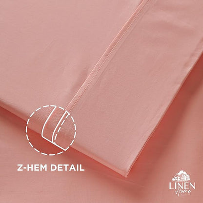 Linen Home 100% Cotton Percale Pillowcases Queen/Standard Size, English Rose, 2 Pieces of Pillow Case, Crisp and Cool Strong Bed Linen, 20 inches X 30 inches