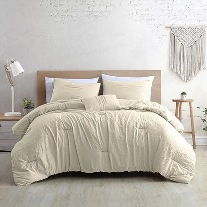 Modern Threads 4-Piece Garment-Washed Comforter Set Beck Coconut Queen