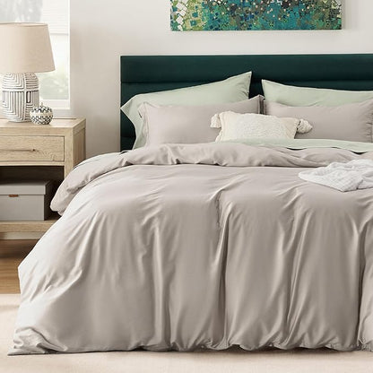 Bedsure Cooling Duvet Cover King Size - Moisture Wicking and Silky Eucalyptus Lyocell Cotton Hybrid Comforter Cover Set for Hot Sleeper - Buttery Soft and Breathable, Cooling Bedding Set, Sand