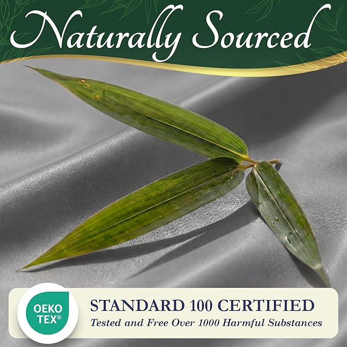 DECOLURE 100% Viscose Derived from Bamboo Sheets Queen Size - Luxury 6 Pc Naturally Cooling Sheets, Ultra Soft Bed Set - Deep 17" Pockets, Durable Double Stitching, Oeko Tex Standard (Light Grey)