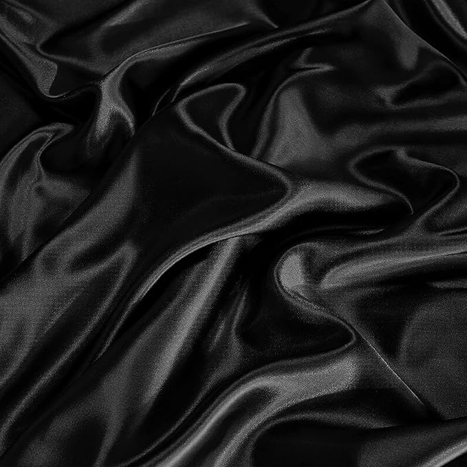 CozyLux Satin Sheets Queen Size Bed Set - 6 Piece Silky Queen Sheet Set, Luxury Black Queen Sheets with Smooth and Soft Microfiber, Includes 1 Fitted Sheet, 1 Flat Sheet and 4 Pillowcases
