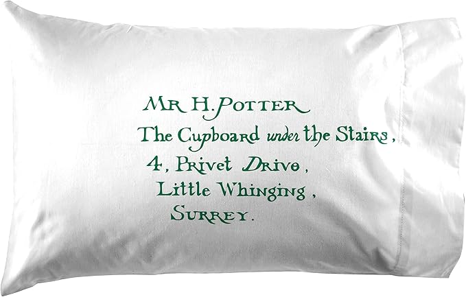 Jay Franco Harry Potter Lettered 1 Pack Pillowcase - Double-Sided Kids Super Soft Bedding - Features Hogwarts Invitation Sealed Envelope (Official Harry Potter Product)