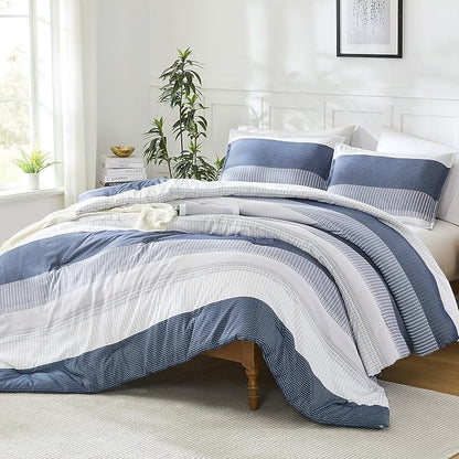 Litanika King Comforter Set Mineral Blue - 3 Pieces Lightweight Fluffy Bedding Comforter Sets, All Season Down Alternative Comforter (1 Comforter, 2 Pillowcases)